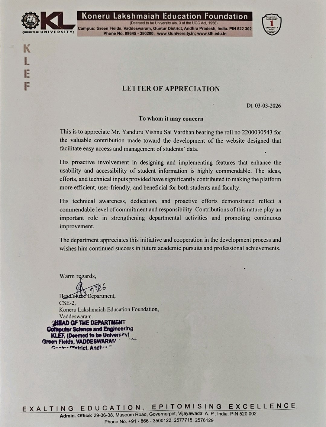 Letter of Appreciation photo 1